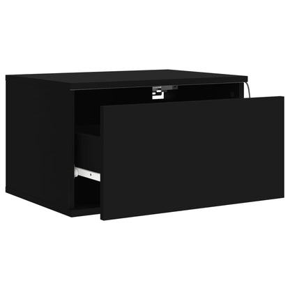 Wall-mounted Bedside Cabinet with LED Lights Black