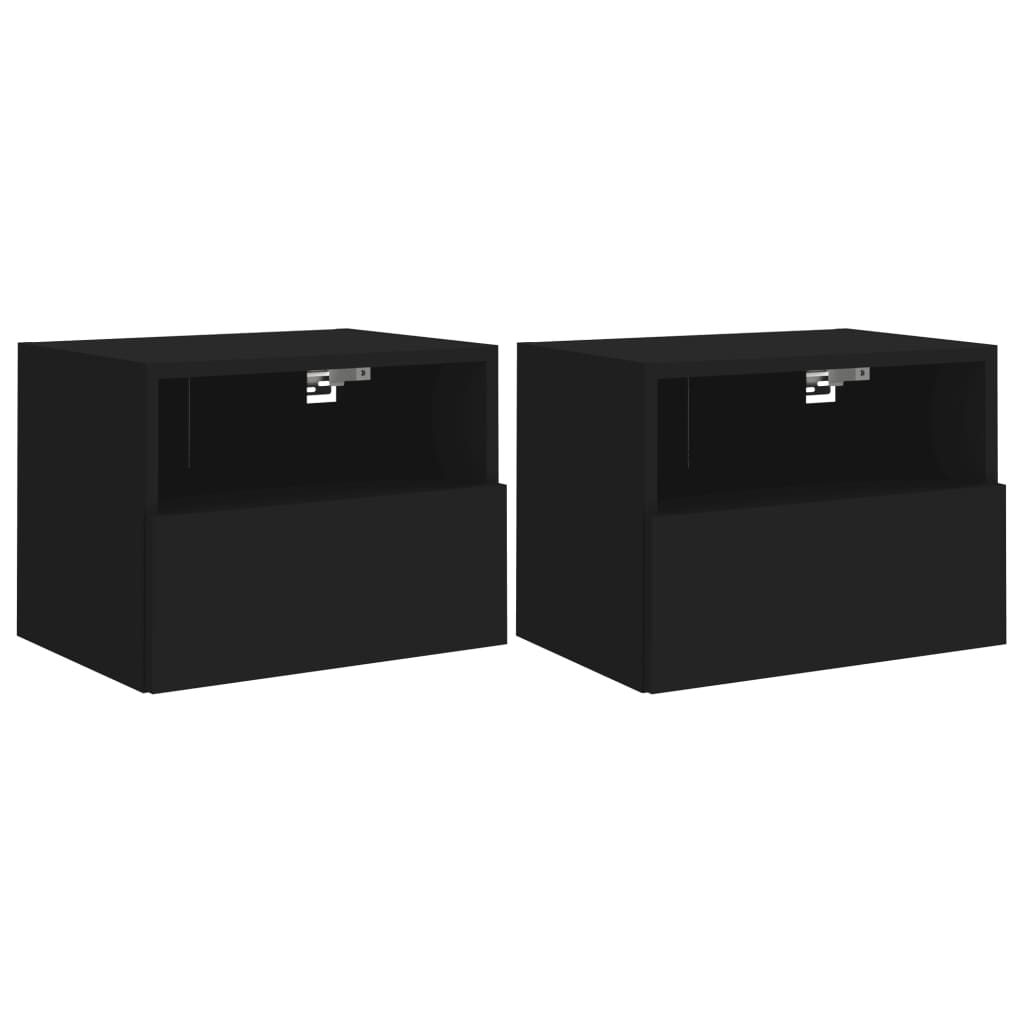 TV Wall Cabinets 2 pcs Black 40x30x30 cm Engineered Wood