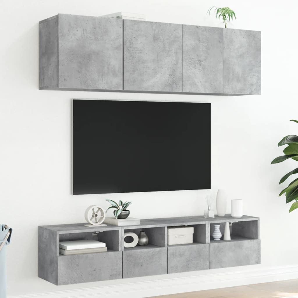 TV Wall Cabinets 2 pcs Concrete Grey 40x30x30 cm Engineered Wood