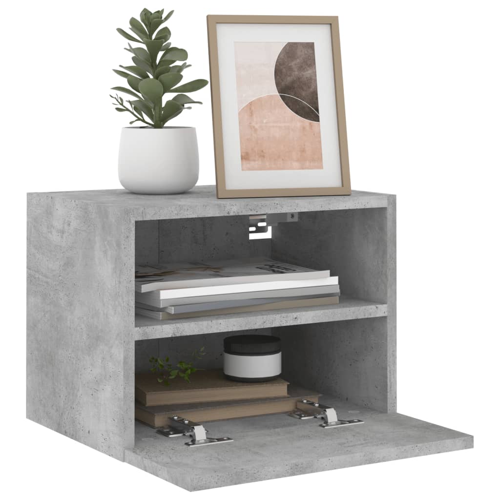 TV Wall Cabinets 2 pcs Concrete Grey 40x30x30 cm Engineered Wood