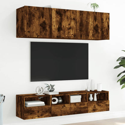 TV Wall Cabinet Smoked Oak 40x30x30 cm Engineered Wood