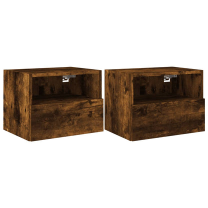 TV Wall Cabinets 2 pcs Smoked Oak 40x30x30 cm Engineered Wood