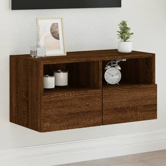 TV Wall Cabinet Brown Oak 60x30x30 cm Engineered Wood