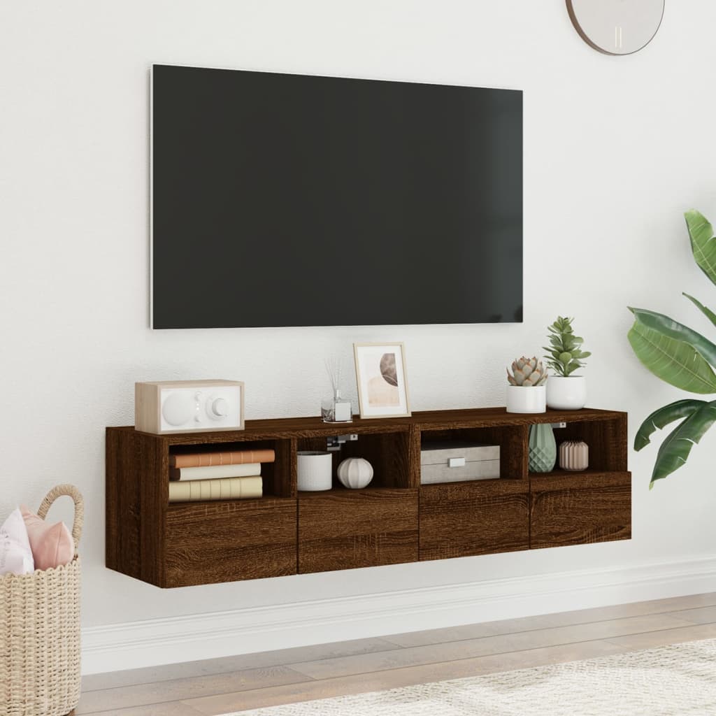 TV Wall Cabinets 2 pcs Brown Oak 60x30x30 cm Engineered Wood