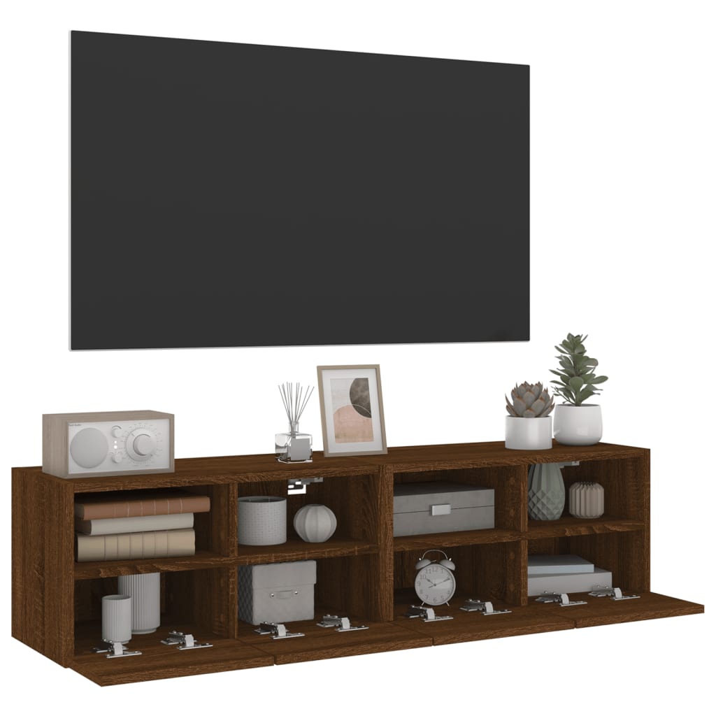 TV Wall Cabinets 2 pcs Brown Oak 60x30x30 cm Engineered Wood