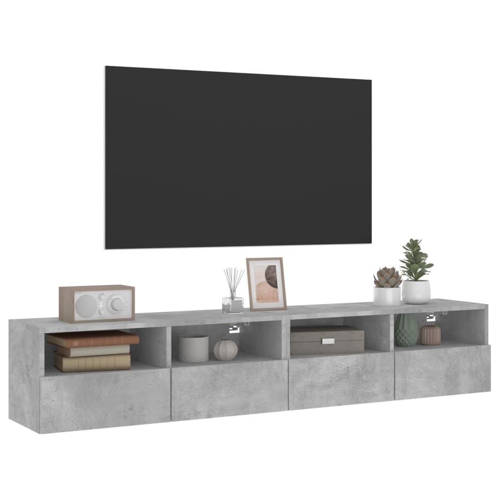 TV Wall Cabinets 2 pcs Concrete Grey 80x30x30 cm Engineered Wood