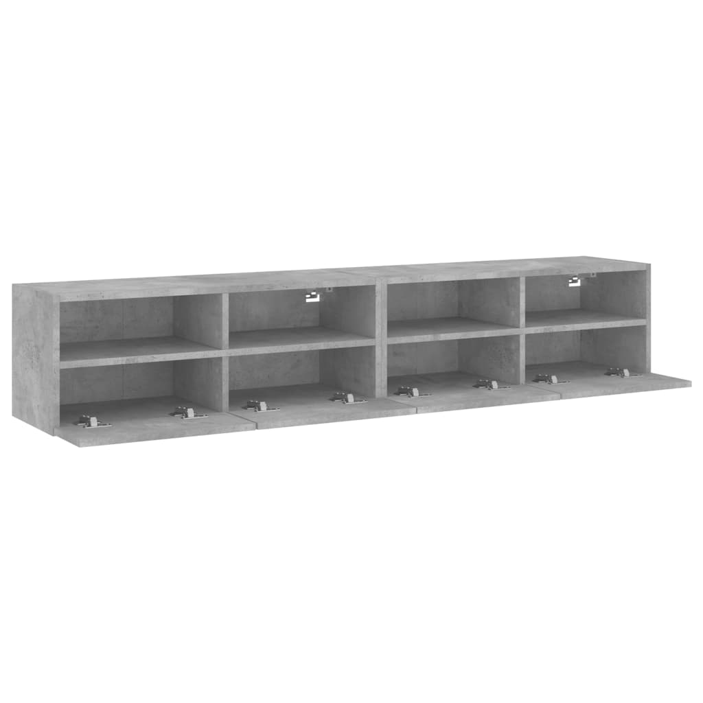 TV Wall Cabinets 2 pcs Concrete Grey 80x30x30 cm Engineered Wood