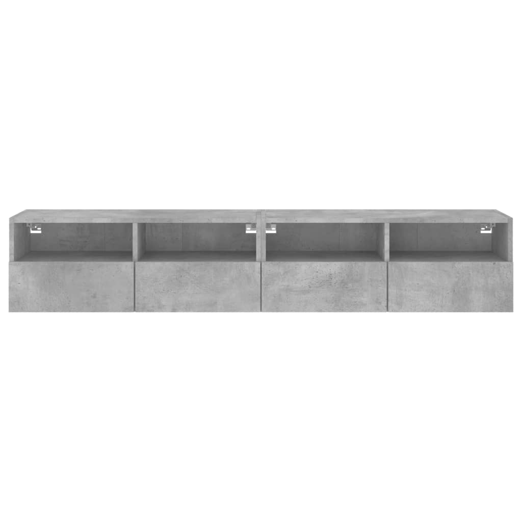 TV Wall Cabinets 2 pcs Concrete Grey 80x30x30 cm Engineered Wood