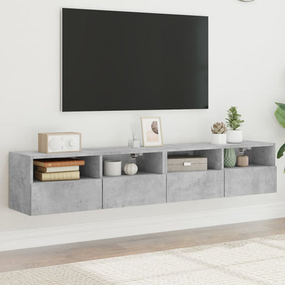 TV Wall Cabinets 2 pcs Concrete Grey 80x30x30 cm Engineered Wood