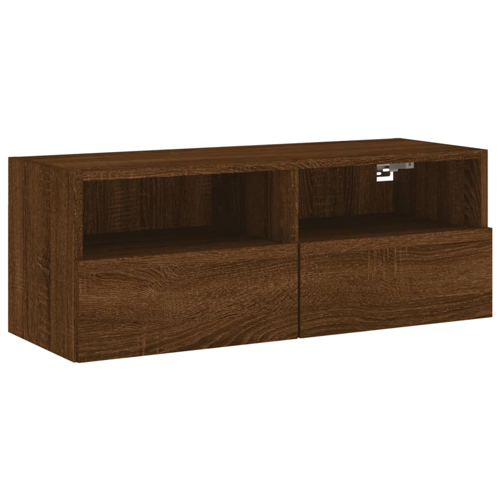 TV Wall Cabinet Brown Oak 80x30x30 cm Engineered Wood