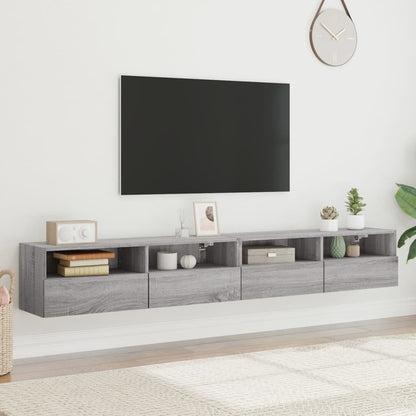 TV Wall Cabinets 2 pcs Grey Sonoma 100x30x30 cm Engineered Wood