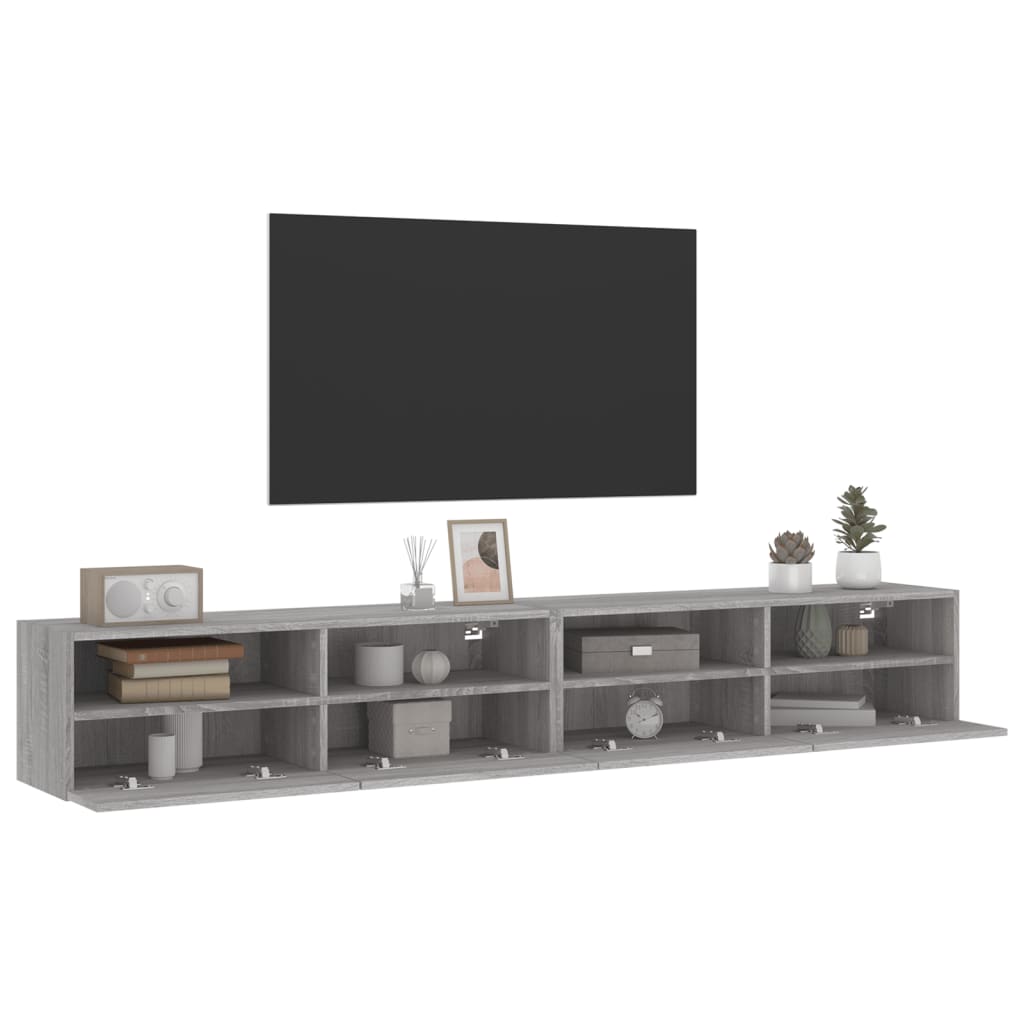 TV Wall Cabinets 2 pcs Grey Sonoma 100x30x30 cm Engineered Wood