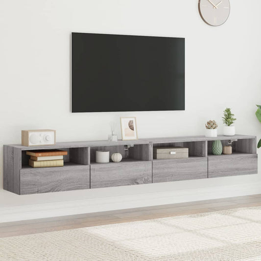 TV Wall Cabinets 2 pcs Grey Sonoma 100x30x30 cm Engineered Wood