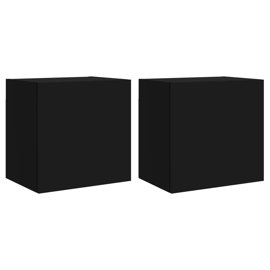 TV Wall Cabinets 2 pcs Black 40.5x30x40 cm Engineered Wood