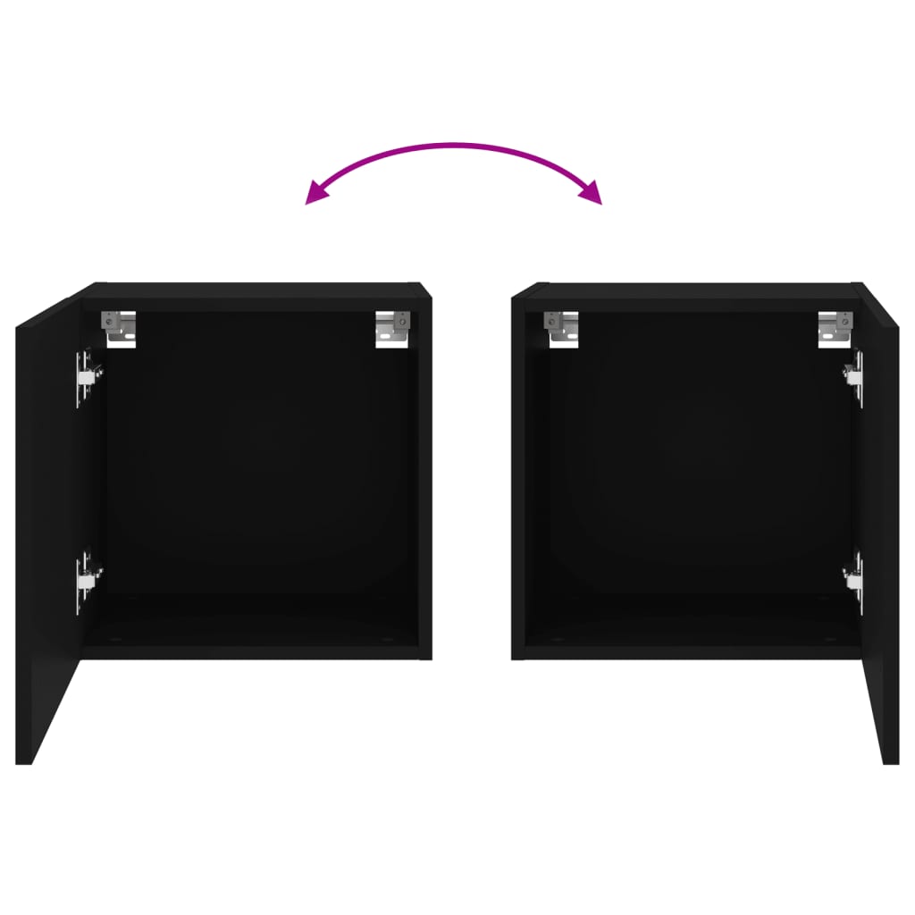 TV Wall Cabinets 2 pcs Black 40.5x30x40 cm Engineered Wood