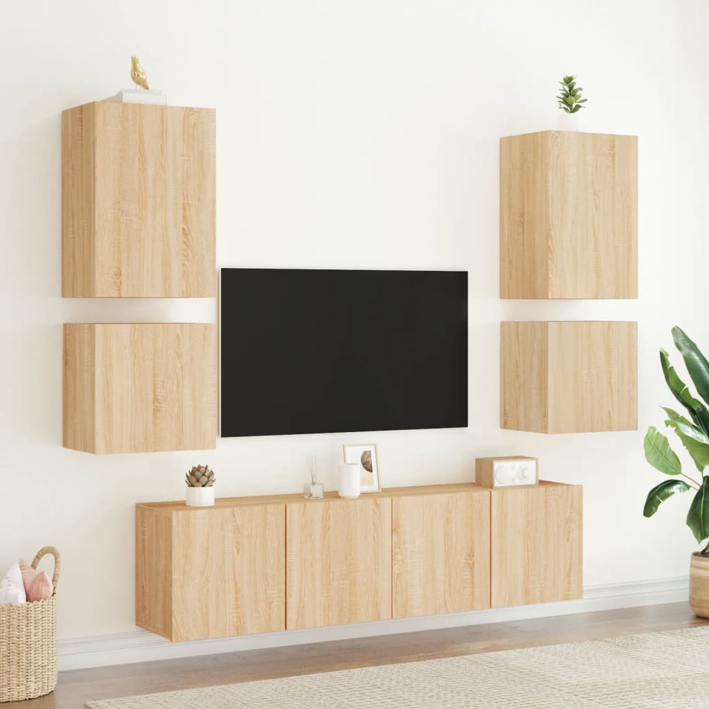 TV Wall Cabinets 2 pcs Sonoma Oak 40.5x30x40 cm Engineered Wood