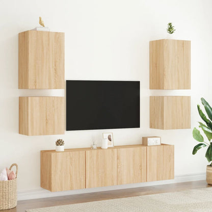 TV Wall Cabinets 2 pcs Sonoma Oak 40.5x30x40 cm Engineered Wood
