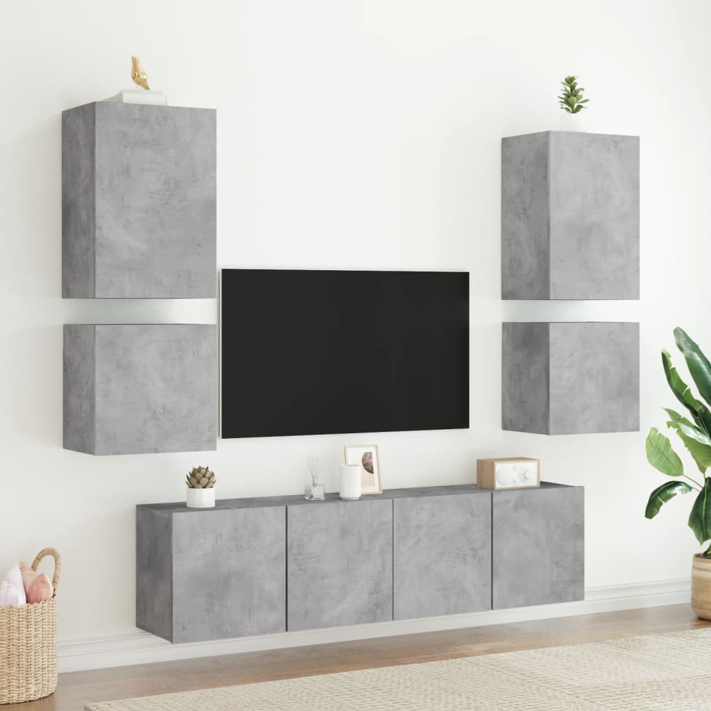 TV Wall Cabinets 2 pcs Concrete Grey 40.5x30x40 cm Engineered Wood