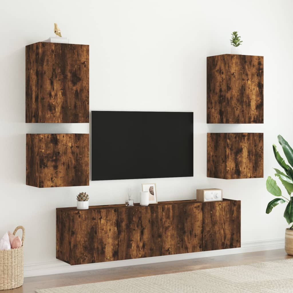 TV Wall Cabinet Smoked Oak 40.5x30x40 cm Engineered Wood