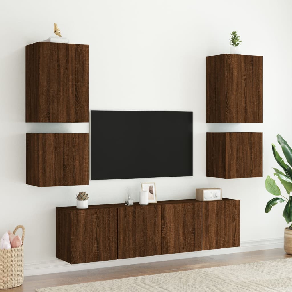 TV Wall Cabinet Brown Oak 40.5x30x40 cm Engineered Wood