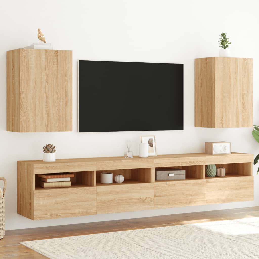 TV Wall Cabinets 2 pcs Sonoma Oak 40.5x30x60 cm Engineered Wood