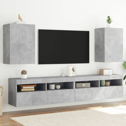 TV Wall Cabinets 2 pcs Concrete Grey 40.5x30x60 cm Engineered Wood