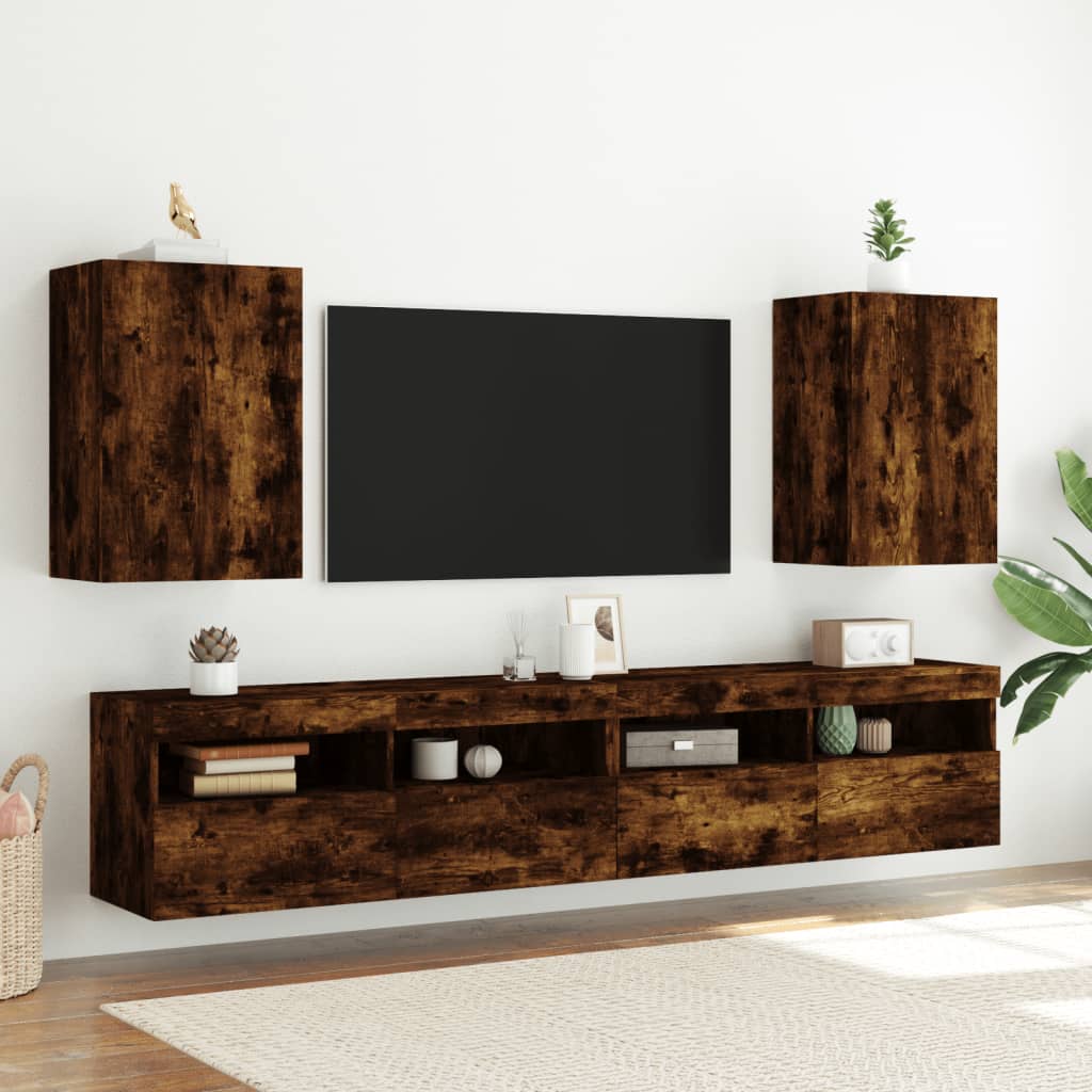 TV Wall Cabinet Smoked Oak 40.5x30x60 cm Engineered Wood