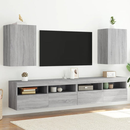 TV Wall Cabinets 2 pcs Grey Sonoma 40.5x30x60 cm Engineered Wood