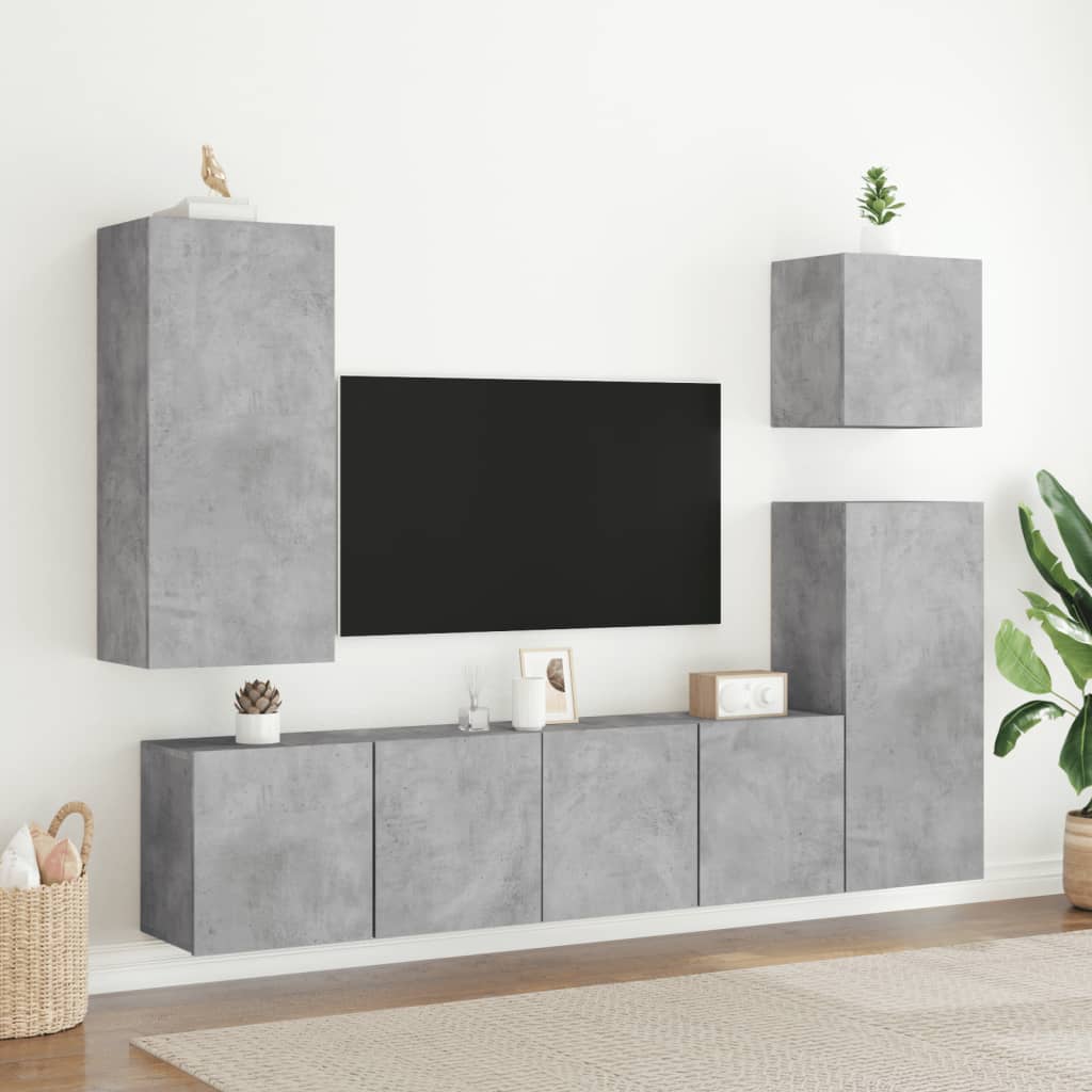 TV Wall Cabinet Concrete Grey 40.5x30x90 cm Engineered Wood