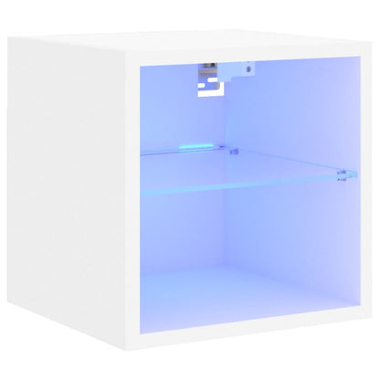 TV Wall Cabinet with LED Lights White 30x28.5x30 cm