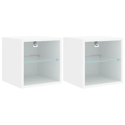 TV Wall Cabinets with LED Lights 2 pcs White 30x28.5x30 cm