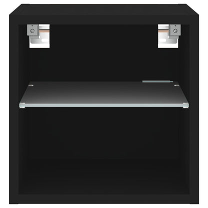 TV Wall Cabinets with LED Lights 2 pcs Black 30x28.5x30 cm