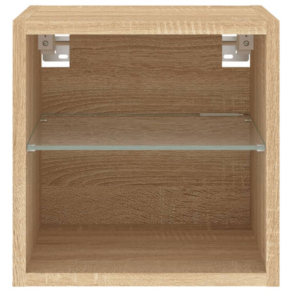 TV Wall Cabinets with LED Lights 2 pcs Sonoma Oak 30x28.5x30 cm