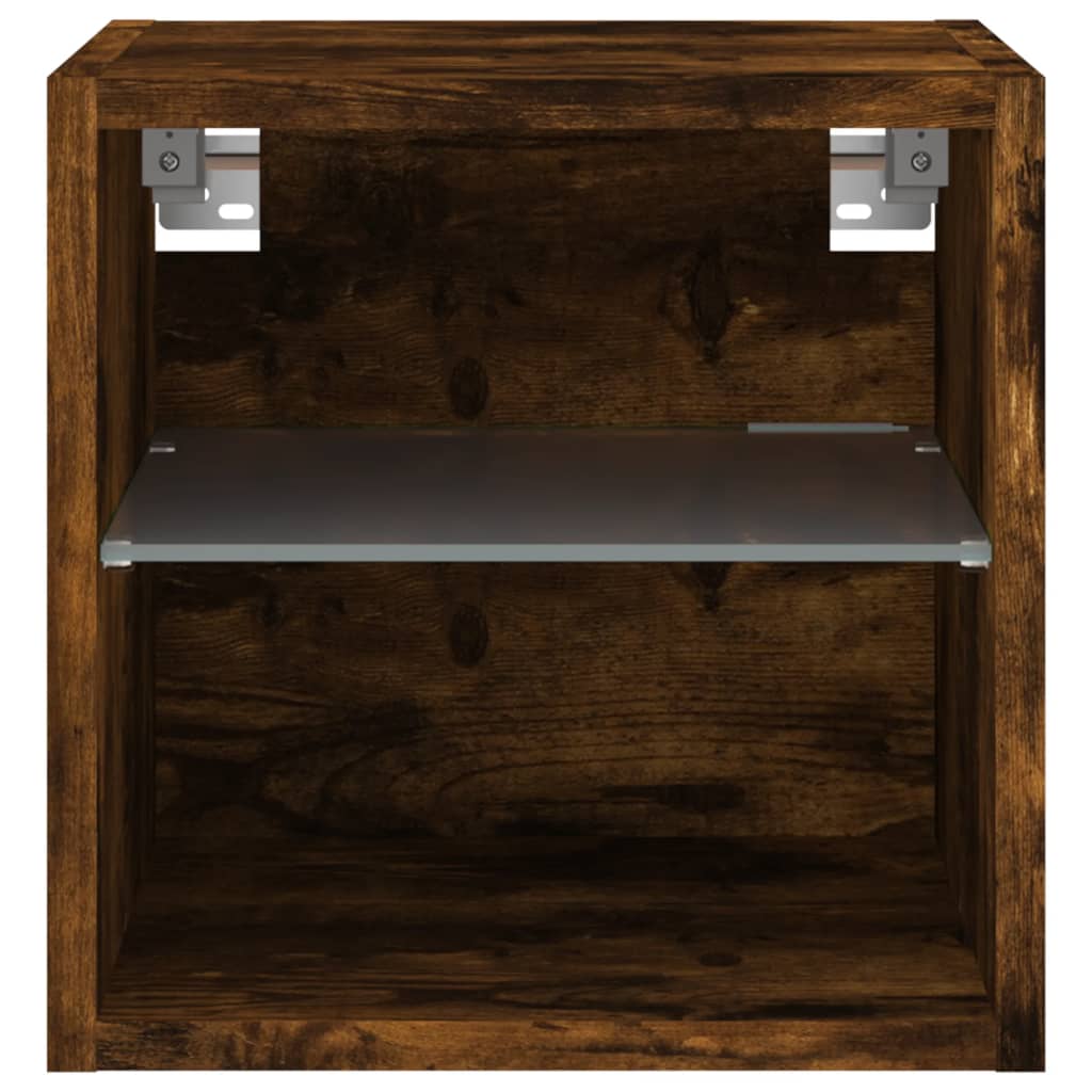 TV Wall Cabinets with LED Lights 2 pcs Smoked Oak 30x28.5x30 cm