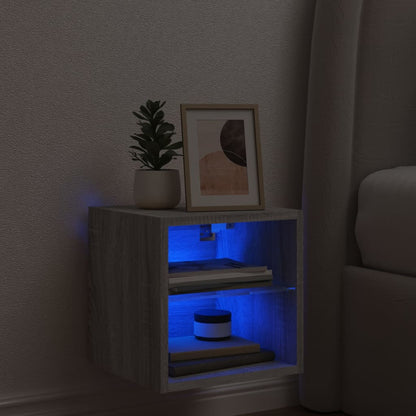 TV Wall Cabinet with LED Lights Grey Sonoma 30x28.5x30 cm