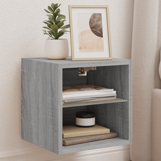 TV Wall Cabinets with LED Lights 2 pcs Grey Sonoma 30x28.5x30 cm