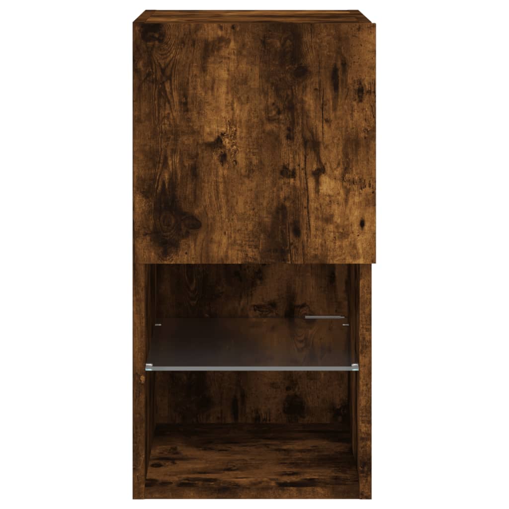 TV Cabinet with LED Lights Smoked Oak 30.5x30x60 cm