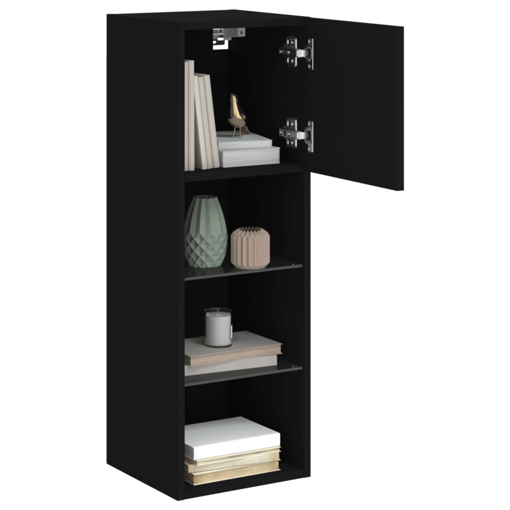 TV Cabinet with LED Lights Black 30.5x30x90 cm