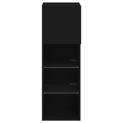 TV Cabinet with LED Lights Black 30.5x30x90 cm