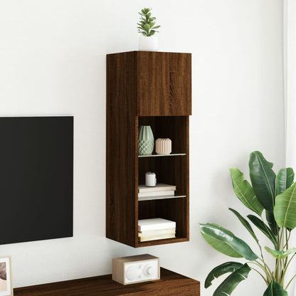 TV Cabinet with LED Lights Brown Oak 30.5x30x90 cm