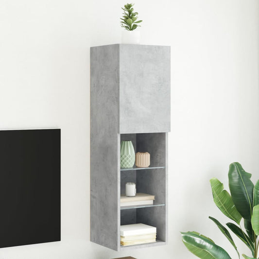 TV Cabinet with LED Lights Concrete Grey 30.5x30x102 cm