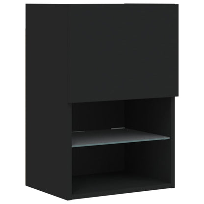 TV Cabinet with LED Lights Black 40.5x30x60 cm