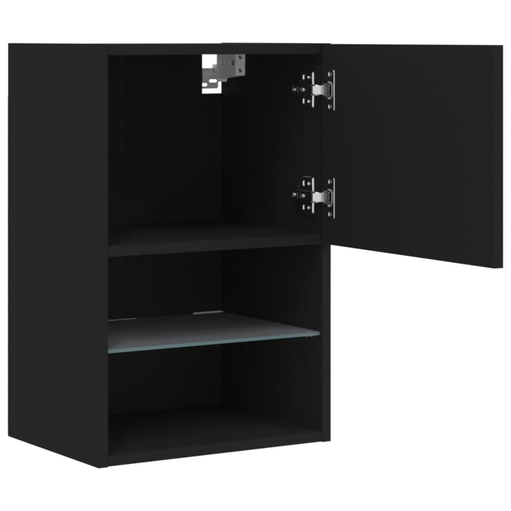 TV Cabinet with LED Lights Black 40.5x30x60 cm