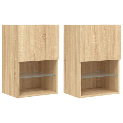 TV Cabinets with LED Lights 2 pcs Sonoma Oak 40.5x30x60 cm