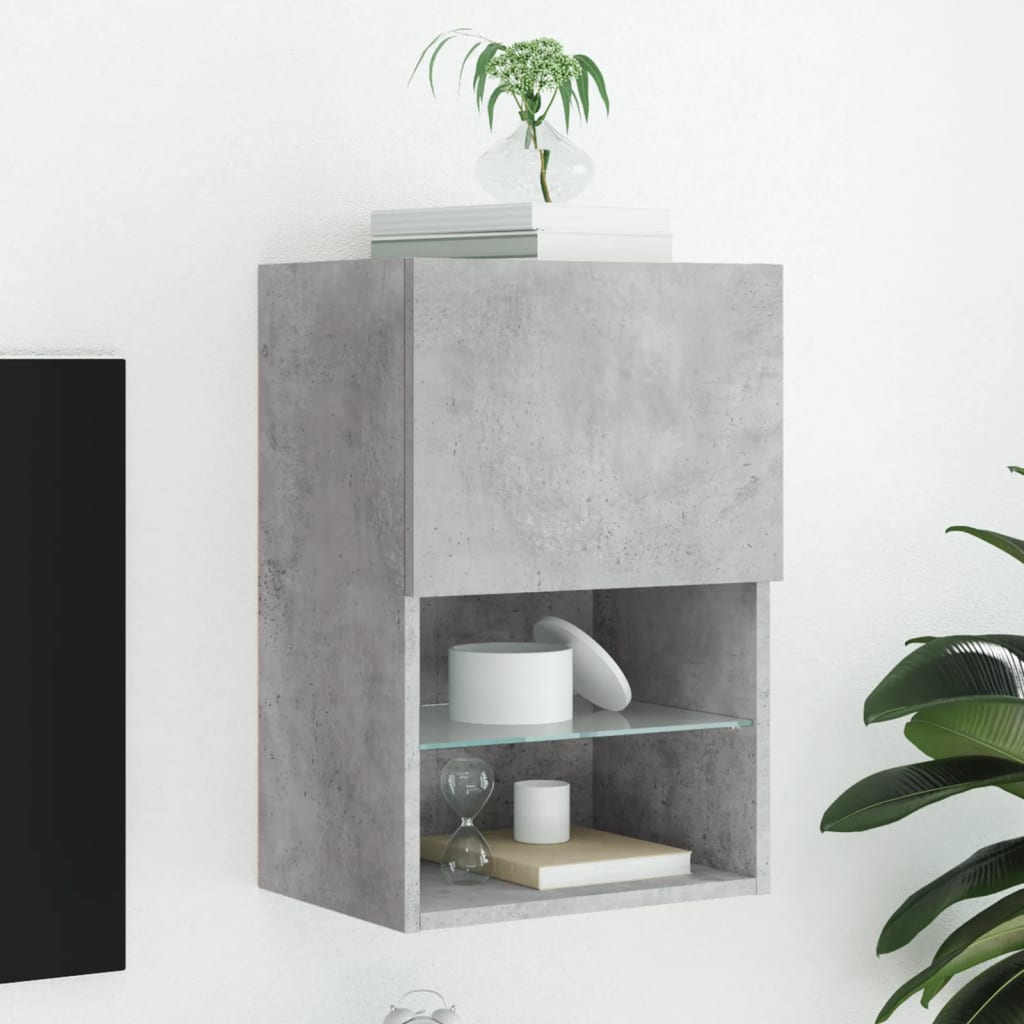 TV Cabinet with LED Lights Concrete Grey 40.5x30x60 cm