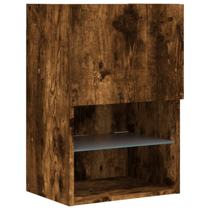 TV Cabinets with LED Lights 2 pcs Smoked Oak 40.5x30x60 cm