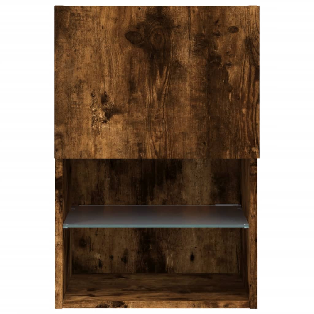 TV Cabinets with LED Lights 2 pcs Smoked Oak 40.5x30x60 cm