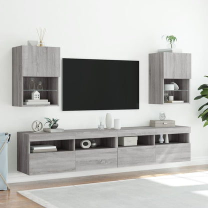 TV Cabinet with LED Lights Grey Sonoma 40.5x30x60 cm