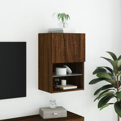 TV Cabinet with LED Lights Brown Oak 40.5x30x60 cm