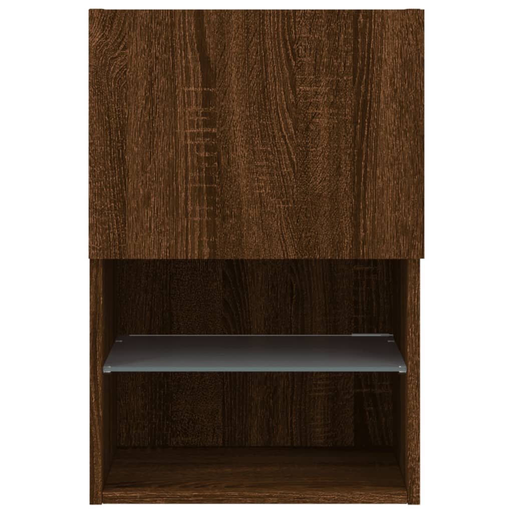 TV Cabinets with LED Lights 2 pcs Brown Oak 40.5x30x60 cm